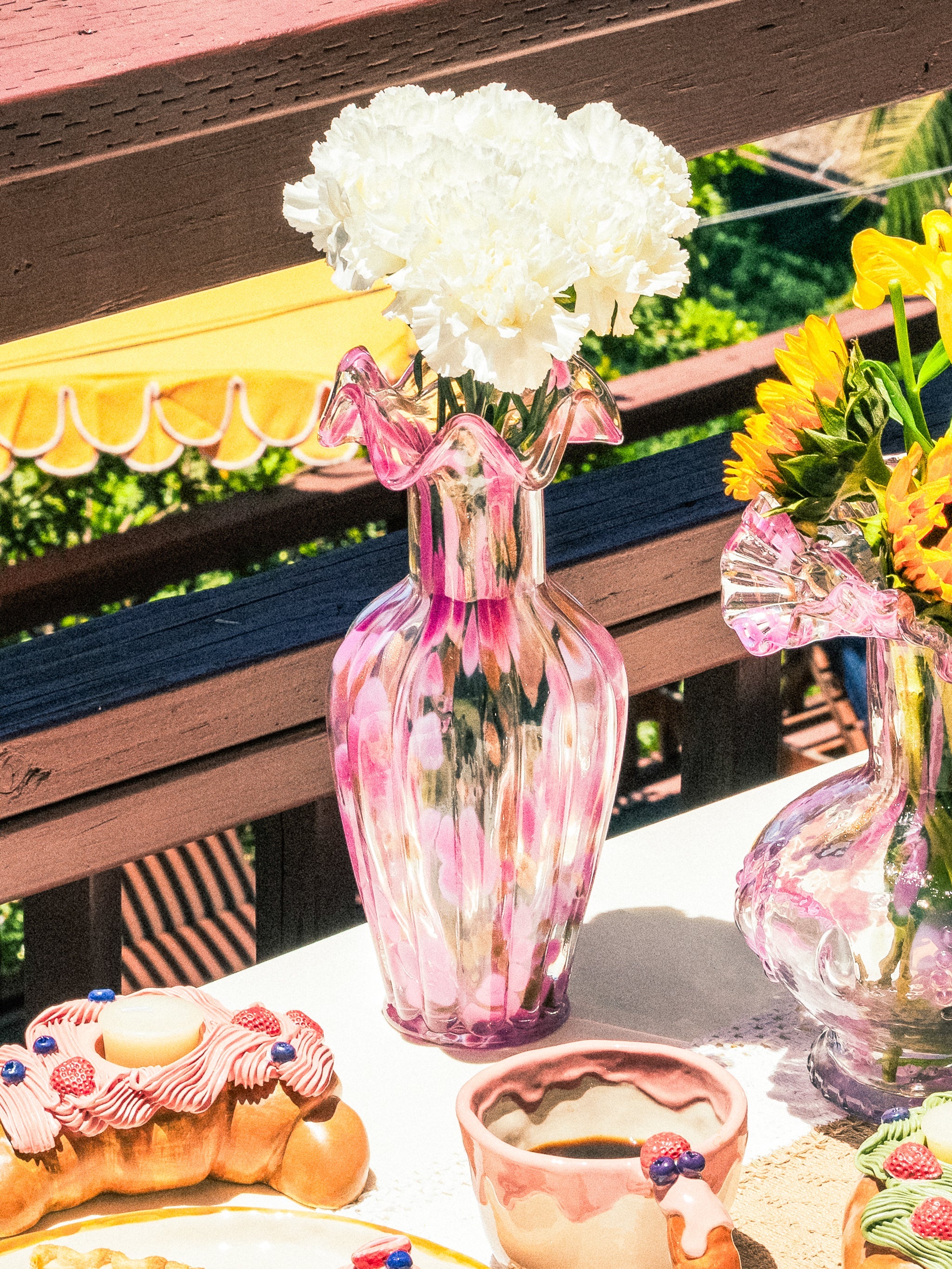 Blush Petal Glass Vase, Tall