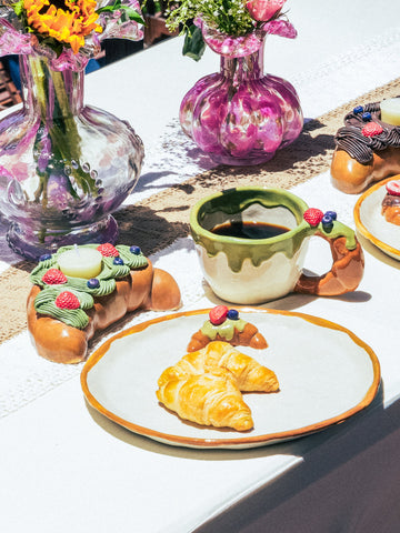 Croissant Delight Ceramic Set of 3, Matcha