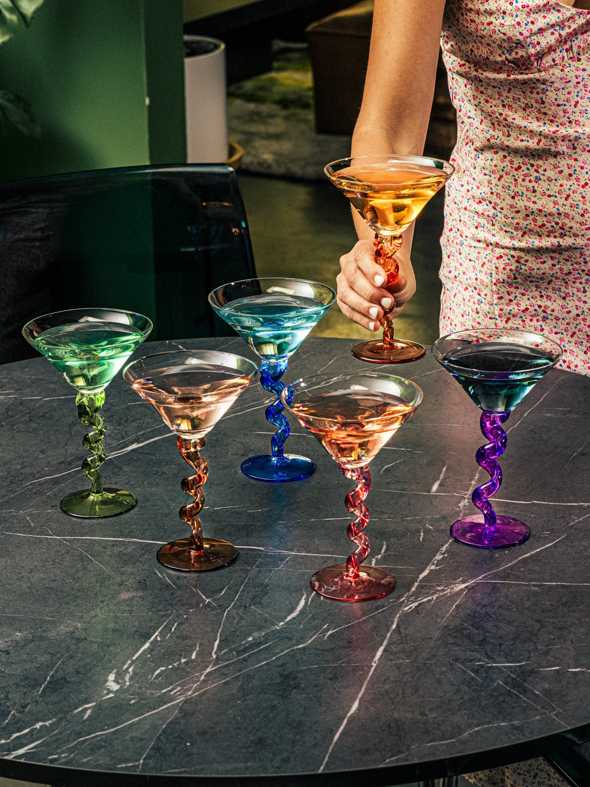 Mocha Spiral Stem Martini Glass