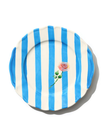 Garden Feast Plate, Blue Stripe, 11 Inch