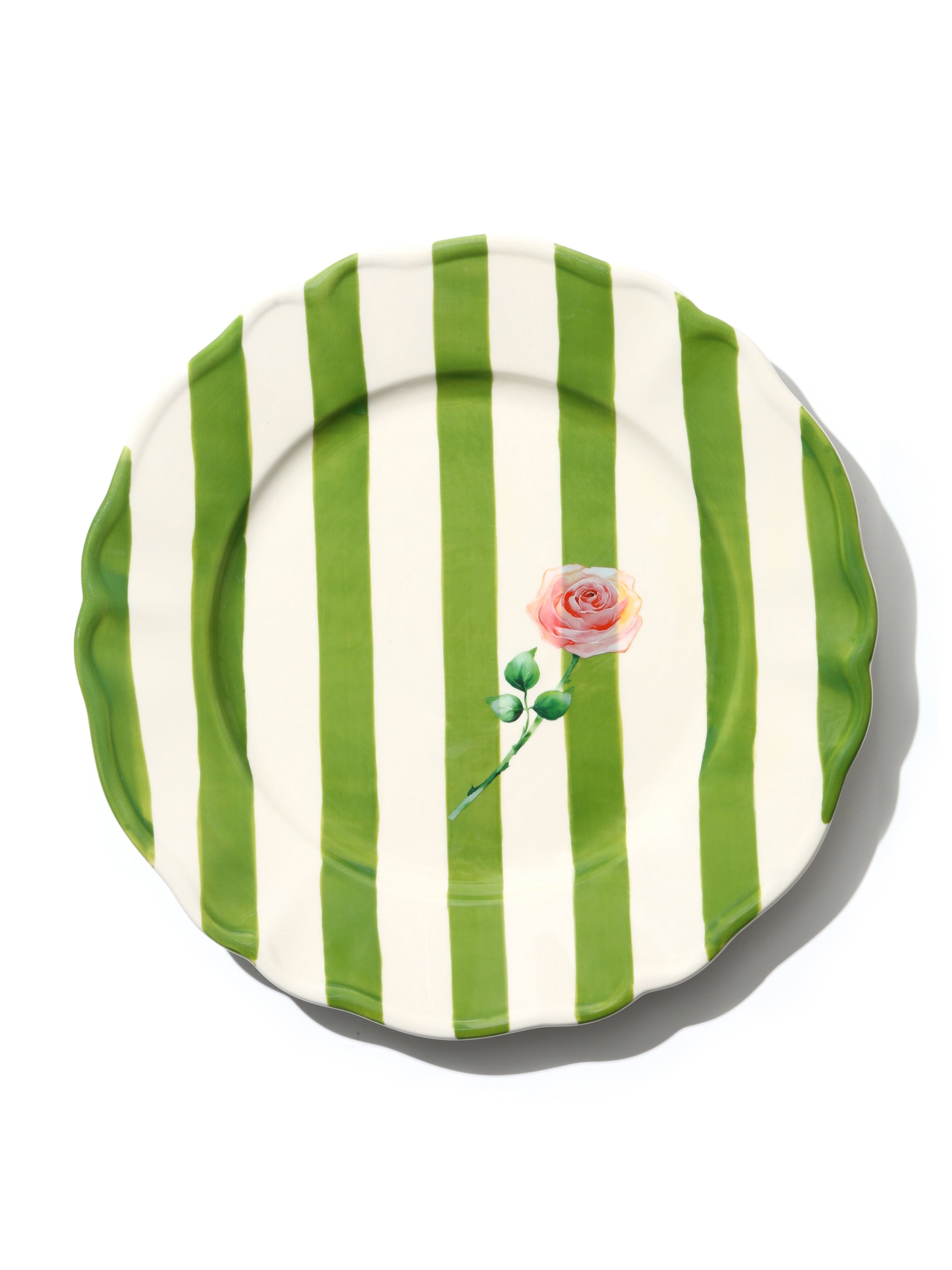 Garden Feast Plate, Green Stripe, 11 Inch