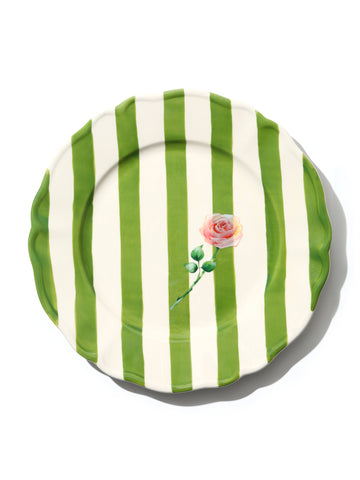 Garden Feast Plate, Green Stripe, 11 Inch