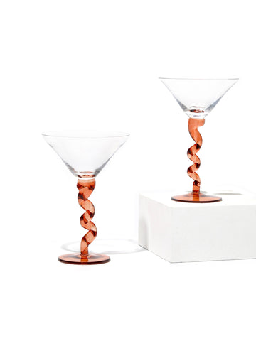 Mocha Spiral Stem Martini Glass
