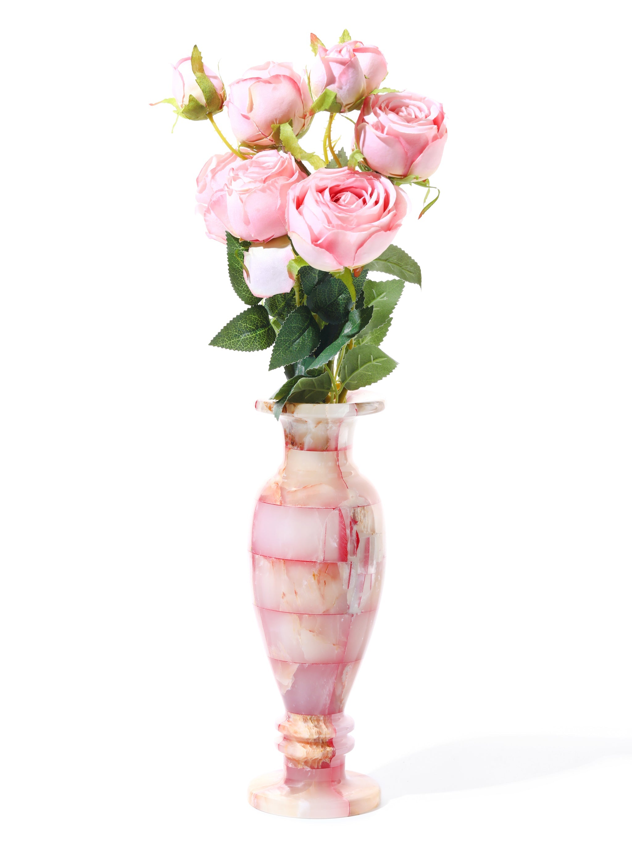 Rosy Dawn Jade Mosaic Vases, Set of 3