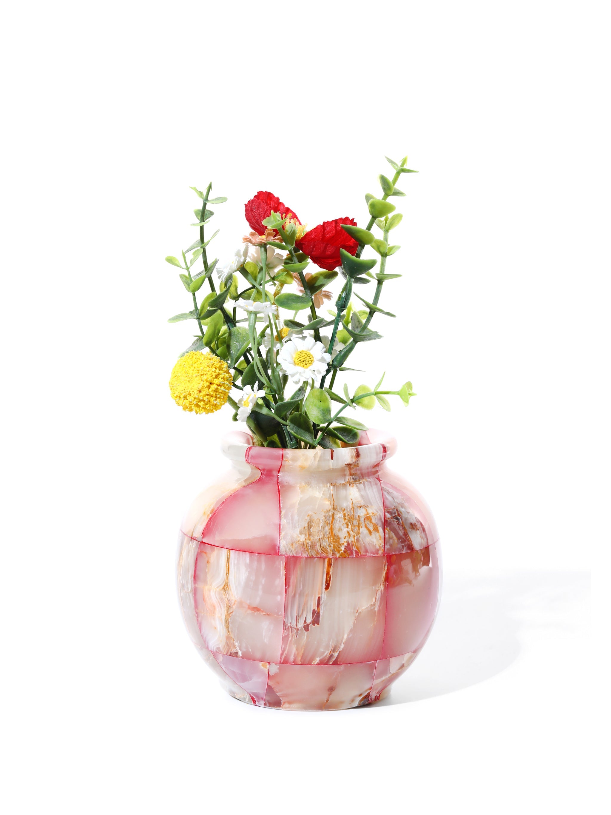 Rosy Dawn Jade Mosaic Vases, Set of 3