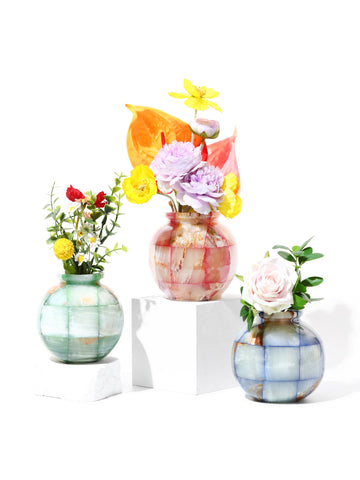 Jade Mosaic Vases (Round), Set of 3