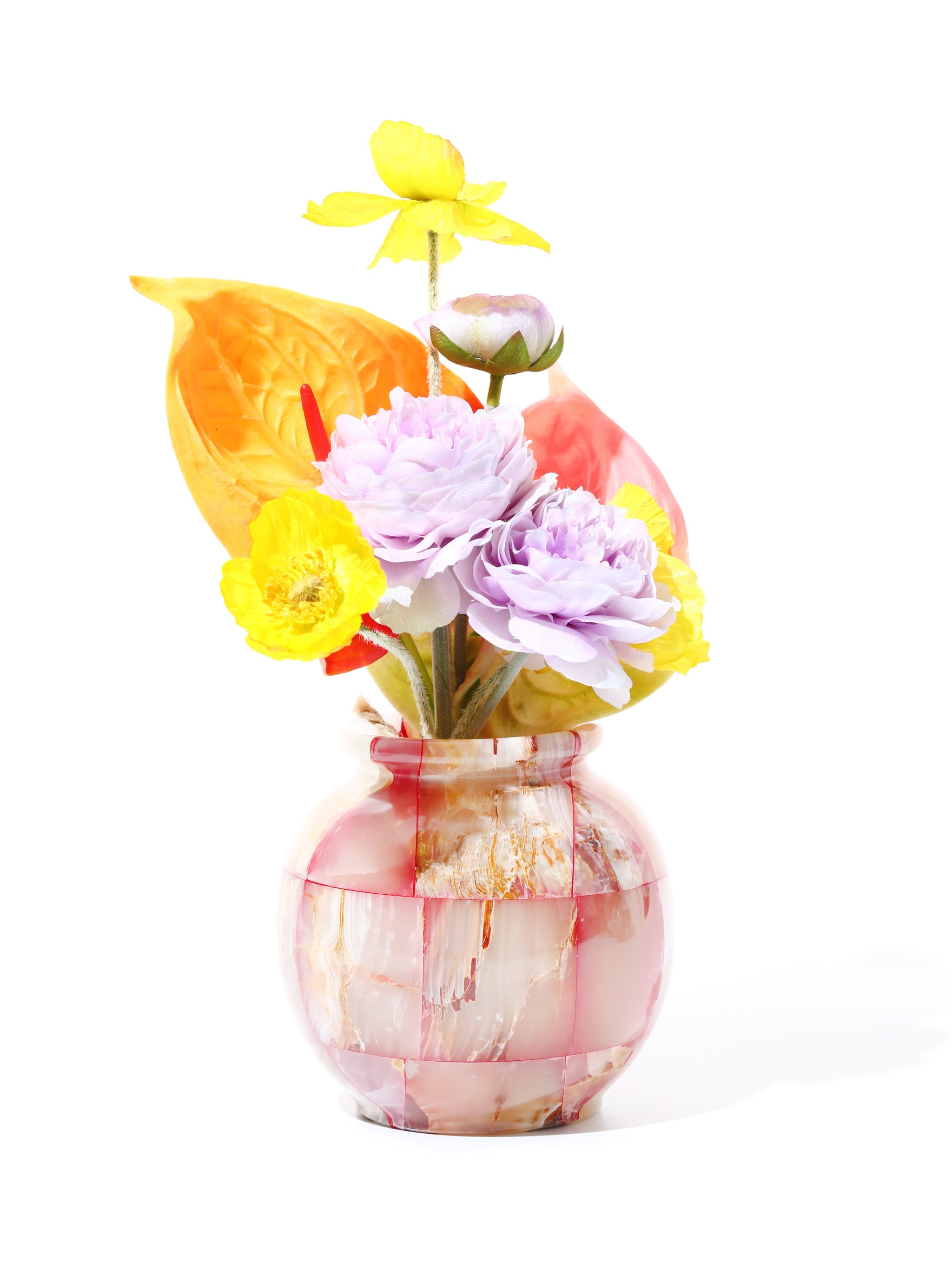 Rosy Dawn Jade Mosaic Vases, Set of 3