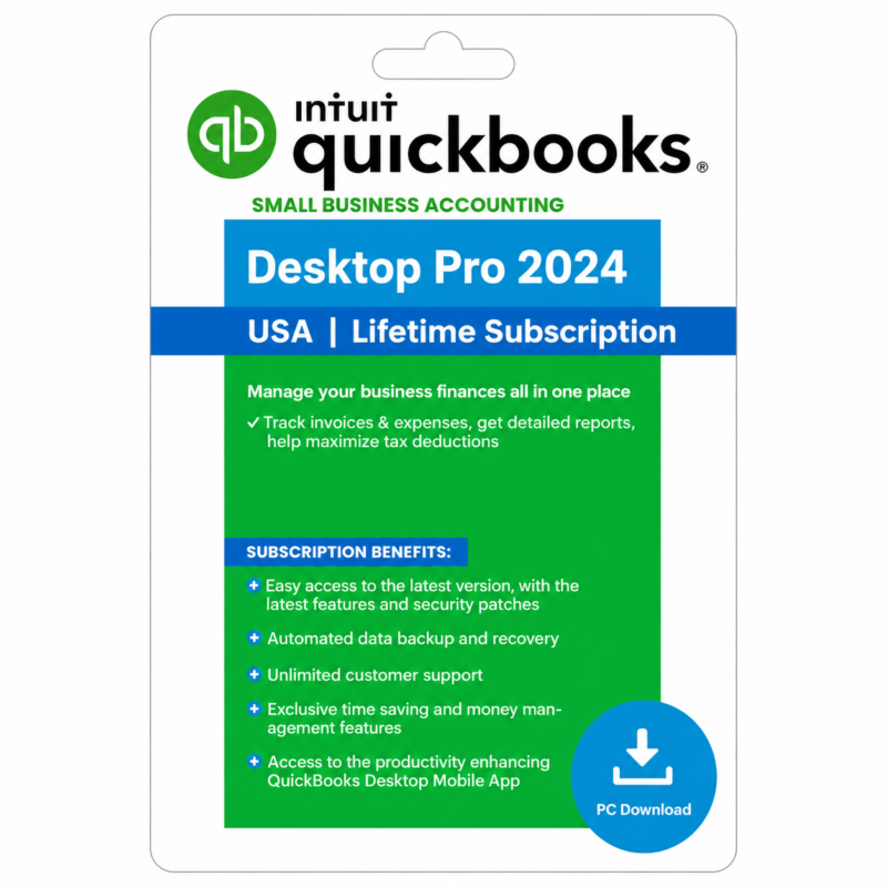 Quickbooks desktop Pro 2024 for windows – lifetime license - not a Subscription