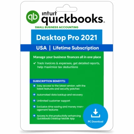 Quickbooks desktop Pro 2021 for windows– lifetime license – not a Subscription
